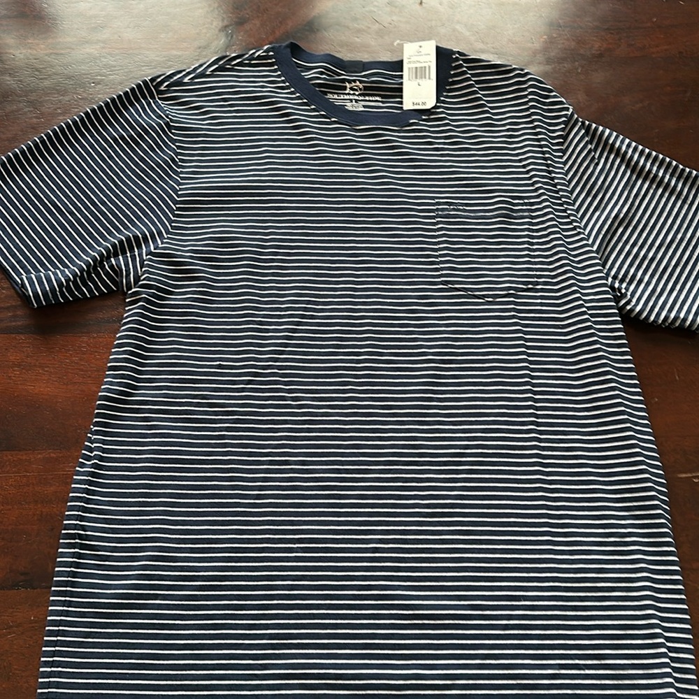 Southern Tide navy with white stripe tee-large